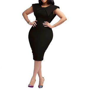 Robe de soirée moulante mi-longue élégante et personnalisée, taille haute, couleur unie, avec fermeture éclair, lavable, pour soirée, coupe carrée - Product Image 3