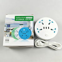 Multiprise universelle compacte rétractable ronde 4 prises 3 ports USB, rallonge électrique peu encombrante pour la maison et le bureau