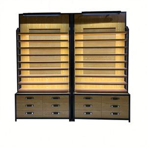 Vitrine à lunettes de style rétro avec lumière LED support multi-étagères en bois personnalisé pour magasin de lunettes - Product Image 5