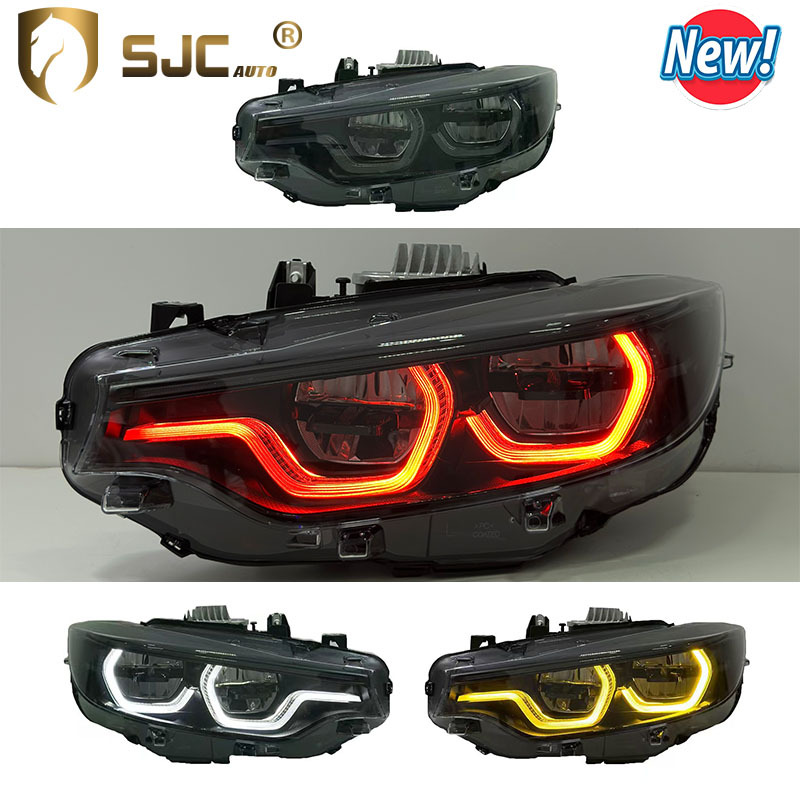 Sjc V3 Smoked Ikon LED Headlight Assembly For BMW 4 Series F32 / F33 / F36 / F80 / F82 Yellow White