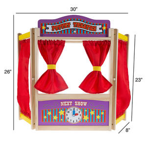 Teatro <span class=keywords><strong>di</strong></span> <span class=keywords><strong>burattini</strong></span> da tavolo in legno con tende, lavagna e orologio-ispira immaginazione e creatività per i bambini - Product Image 2