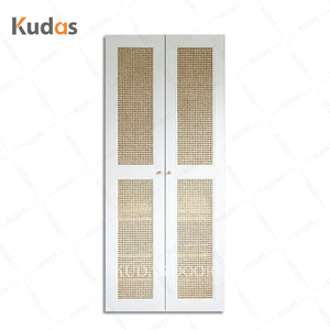 עיצוב מותאם אישית בסגנון מודרני עץ לבן טרטן רשת דלת דלת עץ מלא ארון בגדים ארון בגדים - Product Image 1