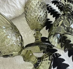 Venta al por mayor Apto para lavavajillas verde 300ml multiusos patrón prensado copa de vino <span class=keywords><strong>Vintage</strong></span> copa de boda para fiesta Hotel restaurante - Product Image 6