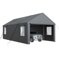 Abri de voiture instantané pliable 20' x 20' robuste, imperméable et anti-neige, avec barres de sol renforcées en acier, pour 2 voitures