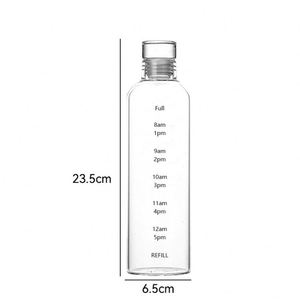 Bouteille en verre borosilicate transparente à paroi simple avec marqueur de temps, qualité alimentaire, 500 ml, 750 ml, avec couvercle, vente en gros personnalisée - Product Image 2