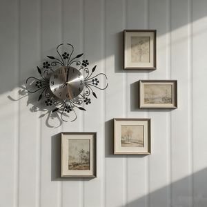 Floral Wrought Iron <b>Wall</b> <b>Clock</b> Silent Quartz Round Decorative Hanging <b>Clock</b> for <b>Living</b> <b>Room</b> Bedroom - Product Image 4