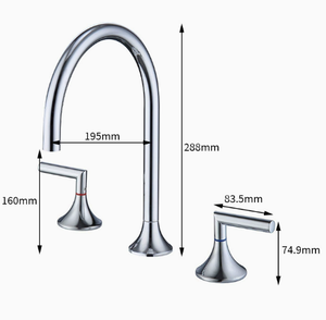 Modern Design Multifunctionele Messing Wastafels Groothandel Nieuwe Dubbele Handgreep Kraan Keramisch Gat Voor Slaapkamer Badkamer Wastafels - Product Image 3