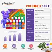 Giorgione High-light 60ml Ensemble de peinture acrylique pour coulage sur toile, verre, bois, carrelage, pour artistes et enfants, DIY