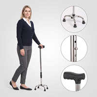 Béquille orthopédique personnalisée avec logo d'usine pour fracture de la hanche, béquille à quatre points d'appui, béquille manuelle pour la rééducation physique