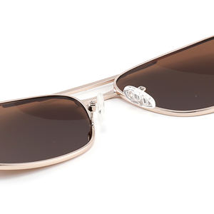 Retro vierkante zonnebril TAC glazen lens platte metalen bril heren stijl gepolariseerde pilot zonnebril - Product Image 2