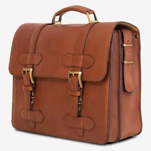 Vintage Design Leather Briefcase Customized Laptop Bag Satchel Shoulder Bag Men