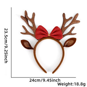 Nouvelles décorations de Noël : Bandeau à nœuds et bois de cerf pour adultes et enfants, avec bande de lettres colorée, accessoires photo pour déguisement - Product Image 5