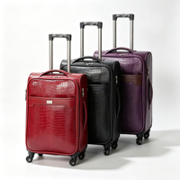 Valise à roulettes en cuir PU motif crocodile, souple, silencieuse, étanche, pour voyages d'affaires, pour hommes et femmes