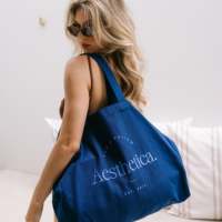 Bolsa de Compras de Lona Extra Grande, Resistente, Ecológica, con Logotipo Bordado Personalizado
