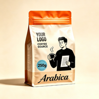 Meistverkaufte Individuell Bedruckte Flachboden-Kaffeetüten Stehbeutel mit Heißsiegelung Wiederverschließbar Hohe Barriere für Kaffeebohnen-Einzelhandelsverpackung