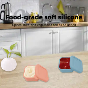 Récipient à vinaigrette en silicone pour petit condiment avec couvercles ensemble de tasses à sauce étanche réutilisable pour le déjeuner et le travail - Product Image 4