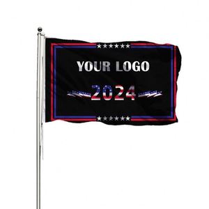 Drapeau américain 2024 personnalisé avec logo et couleur, imprimé en sérigraphie sur polyester durable pour l'extérieur, 3x5 pieds - Product Image 1
