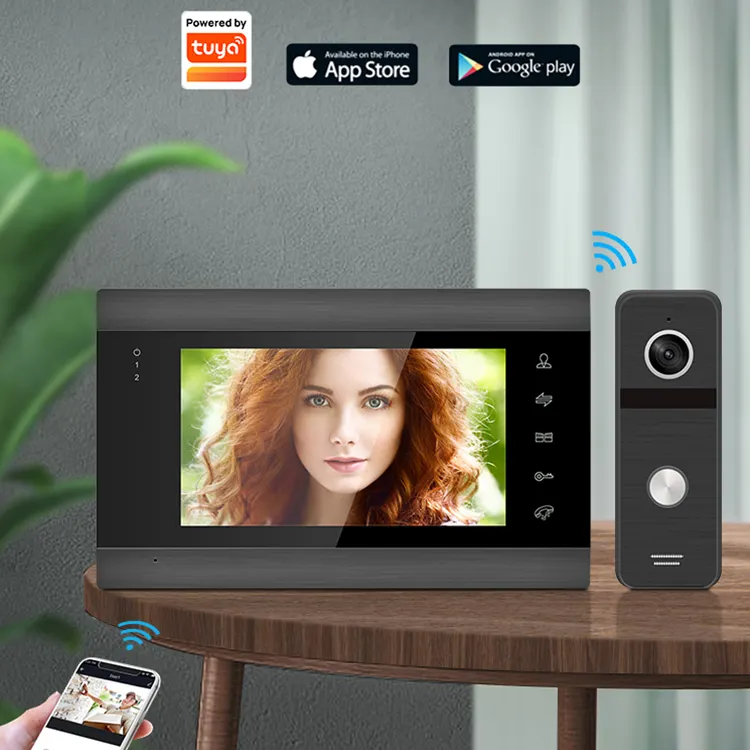 Téléphone vidéo avec interphone Wifi filaire 1080P Sonnette d'entrée de porte Tuya Smart Home Duplex System Caméra Ip 1080p Bouton tactile