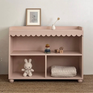 Meuble de rangement moderne de luxe avec bord ondulé, bibliothèque pour enfants, rangement pour jouets, bibliothèque, armoire de rangement en bois pour le salon - Product Image 1