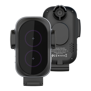 <span class=keywords><strong>Support</strong></span> de <span class=keywords><strong>chargeur</strong></span> sans fil rapide à serrage automatique 2 bobines 15W avec logo LED pour voiture, compatible iPhone 17 et <span class=keywords><strong>Samsung</strong></span> Z Flip - Product Image 3