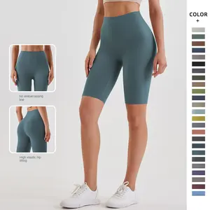 Özel Yoga Fitness şortu Legging diz boyu yüksek bel kadınlar için egzersiz şortu Biker şort