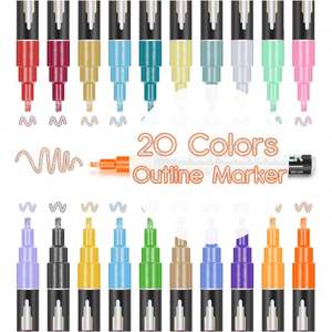 Aiye Double Line Pen mit einem zweifarbigen Tick-Off Bright Lines <span class=keywords><strong>Hand</strong></span> gezeichneter Doodle Outline Marker für Kindertag karten - Product Image 3