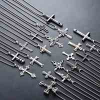 Collier pendentif croix en acier inoxydable plaqué or pour hommes, motif géométrique distinctif, tendance Hip Hop, maillons cubiques