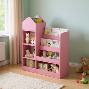 Étagère à livres en bois pour enfants, 6 compartiments, organisateur de rangement multi-usages pour jouets, unité de rangement pour livres et jouets - Product Image 2