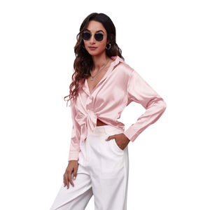 Camicia a Maniche Lunghe in Raso Simil-Seta, 23 Colori, 7 Taglie Disponibili, Stile Carino, Vestibilità Comoda, Lavabile, <span class=keywords><strong>Abbigliamento</strong></span> Femminile - Product Image 6