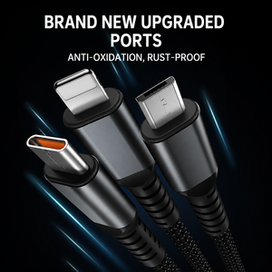 SUNGUY Cable de Carga Rápida 3 en 1 de Nailon Trenzado de 100W 5A Tipo C, Cable de Alimentación USB C para Teléfono, Laptop y Uso en el Automóvil - Product Image 6