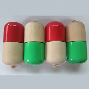 2023 Hot Sales Glossy Wooden Capsule Pill Kendama