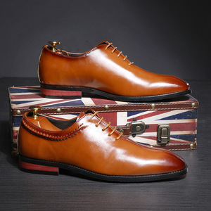 Zapatos de vestir de cuero con logotipo personalizable para <span class=keywords><strong>hombre</strong></span> Oxfords puntiagudos Slip-On ligero transpirable TPR otoño Drop Shipping - Product Image 6