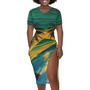 Personalizzare la Jamaica Independence Day Plus Size abiti da festa aderenti abiti da donna abiti da donna eleganti Sexy pieghettati - Product Image 4