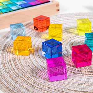 Factory Direct Selling Colorful 100 Pieces of <b>Acrylic</b> Stacking Toy <b>Blocks</b> Cube Toys Worn Creative Early Education Toys - Product Image 4