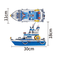 Woma Toys C0607 Ensemble de 3 modèles de bateaux de patrouille côtière de la police, blocs de construction pour enfants, ensemble de briques pour enfant