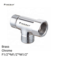 Connecteur en T PINEBAY de haute qualité en laiton poli finition chrome pour pulvérisateur de bidet de toilette et robinet d'eau