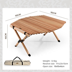 HIEPEED Portable Walnut Wood Folding Camping Table <strong>90cm</strong> <strong>Wide</strong> Outdoor Picnic <strong>Desk</strong> for BBQ Beach Hiking Travel - Product Image 4