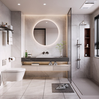 Kabinet Cermin Pintar LED Sentuh 42-Inci Modern yang Dapat Disesuaikan, Terpasang di Dinding, Tahan Air, Kayu Ramah Lingkungan untuk Kamar Mandi dan Kamar Tidur