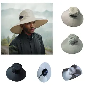 Big Brim UPF40+ Waterproof Bucket Hat Beach Summer Fishing Hiking Climbing Cooling Boonie Hats With Custom Logo String Wholesale