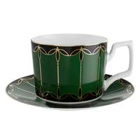 Assiette de table ronde en porcelaine fine vert foncé et or, style vintage de luxe, pour hôtels et restaurants, vente en gros