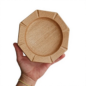 Wooden Desktop <b>Ashtray</b> Minimalist Design Hexagonal Shape Home Use Natural Wood Finish - Product Image 6