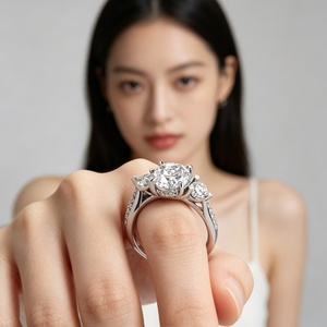 Women's 9K/10K/14K/18K/22K Gold Luxury Engagement & Wedding Lab Grown Filled Diamond <b>Ring</b> with Round Brilliant Cut IGI Certified - Product Image 3