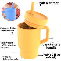 Gobelet en silicone pour bébé de 9 oz sans BPA, gobelet d'apprentissage pour tout-petits, enfants, avec paille et poignée, anti-fuite, gobelet d'apprentissage pour bébé