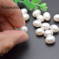 Bonne qualité naturel d'eau douce blanc demi-trou perle riz forme perles en vrac pour bijoux collier Bracelet fête cadeaux faisant