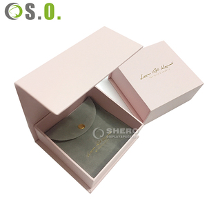 Luxury Gold Foil Print Magnetic Cardboard <b>Jewelry</b> Gift Box Matching Snap Microfiber Pouch Wedding <b>Jewelry</b> <b>Packaging</b> Set Custom C - Product Image 5