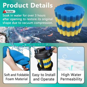 Tampon filtrant éponge compatible avec Grech/SUNSUN CPF 2500 filtres de bassin à pression Koi Fish, <span class=keywords><strong>mousse</strong></span> d'aquarium pour la <span class=keywords><strong>filtration</strong></span> - Product Image 2