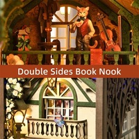 Kit de bricolage Hamaileon OEM ODM DIY Cat Cafe Book Nook pour adultes, cadeau pour les amoureux des chats, bibliothèque confortable avec éclairage chaleureux, décoration de bureau à domicile
