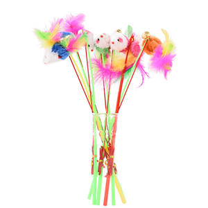 Mainan Kucing Jenis Joran, Tongkat Pancing Warna, Pelatih Tikus, Tali Elastis - Product Image 3