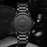 Reloj Pintime de Nuevo Diseño para Hombre, Acero Inoxidable, Resistente al Agua, Cuarzo, Moda, Puntero Desplazable, Relojes con Fuerza Magnética