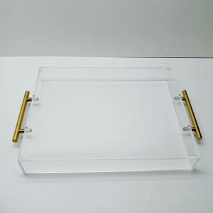 Khay trong suốt <span class=keywords><strong>Acrylic</strong></span> nóng <span class=keywords><strong>2025</strong></span> với tay cầm bằng vàng 8*12 12*14 khay dịch vụ đa kích thước tùy chỉnh - Product Image 5
